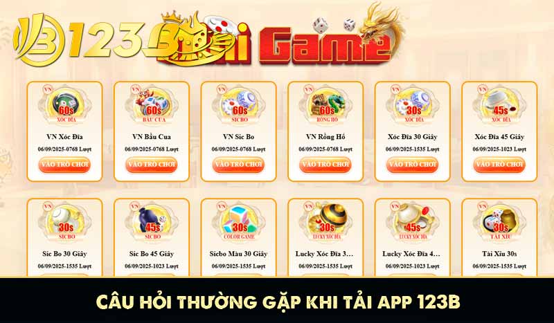 Câu hỏi thường gặp khi tải app 123B